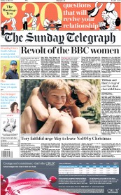The Sunday Telegraph (UK) Newspaper Front Page for 23 July 2017