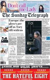 The Sunday Telegraph (UK) Newspaper Front Page for 24 January 2016