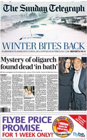 The Sunday Telegraph (UK) Newspaper Front Page for 24 March 2013