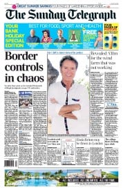 The Sunday Telegraph (UK) Newspaper Front Page for 24 August 2014
