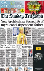 The Sunday Telegraph Newspaper Front Page (UK) for 25 November 2012