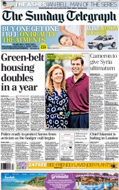 The Sunday Telegraph (UK) Newspaper Front Page for 25 August 2013