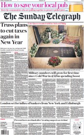 The Sunday Telegraph front page for 25 September 2022