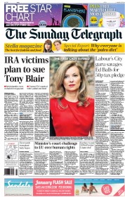 The Sunday Telegraph Newspaper Front Page (UK) for 26 January 2014