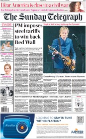 The Sunday Telegraph (UK) Newspaper Front Page for 26 June 2022