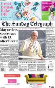 The Sunday Telegraph (UK) Newspaper Front Page for 26 August 2018