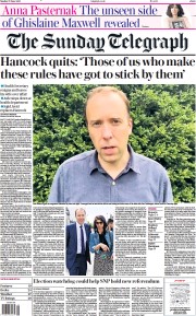 The Sunday Telegraph (UK) Newspaper Front Page for 27 June 2021