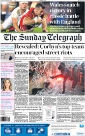 The Sunday Telegraph (UK) Newspaper Front Page for 27 September 2015