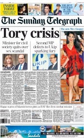 The Sunday Telegraph (UK) Newspaper Front Page for 28 September 2014