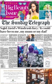 The Sunday Telegraph (UK) Newspaper Front Page for 29 April 2018