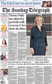 The Sunday Telegraph (UK) Newspaper Front Page for 2 October 2022