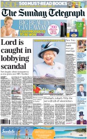 The Sunday Telegraph (UK) Newspaper Front Page for 2 June 2013