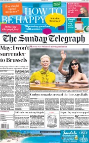 The Sunday Telegraph (UK) Newspaper Front Page for 2 September 2018