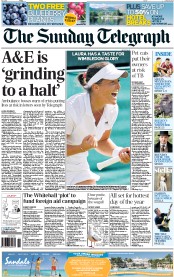 The Sunday Telegraph Newspaper Front Page (UK) for 30 June 2013