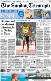 The Sunday Telegraph (UK) Newspaper Front Page for 3 August 2014