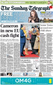 The Sunday Telegraph (UK) Newspaper Front Page for 4 November 2012