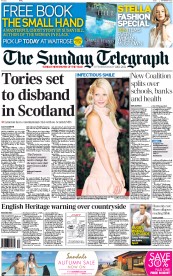 The Sunday Telegraph (UK) Newspaper Front Page for 4 September 2011