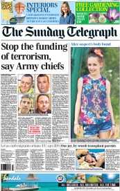 The Sunday Telegraph Newspaper Front Page (UK) for 5 October 2014