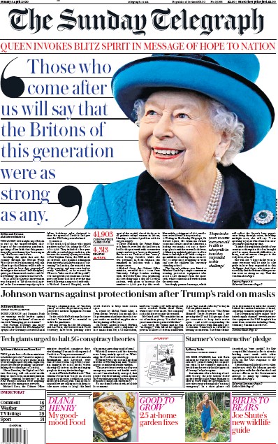 The Sunday Telegraph Newspaper Front Page (UK) for 5 April 2020