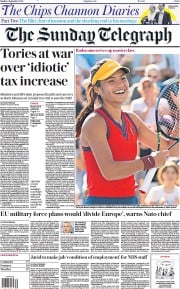 The Sunday Telegraph (UK) Newspaper Front Page for 5 September 2021