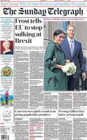 The Sunday Telegraph (UK) Newspaper Front Page for 7 March 2021