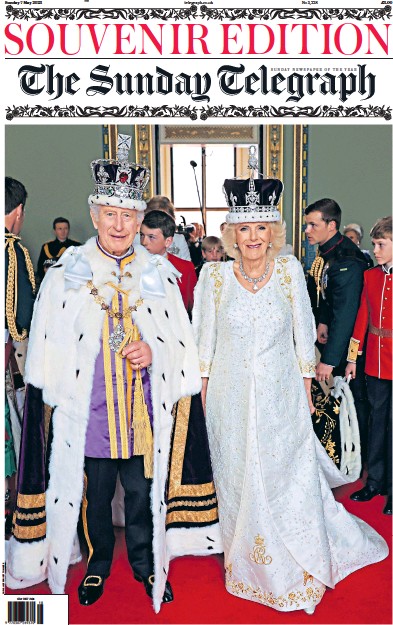 The Sunday Telegraph Newspaper Front Page (UK) for 7 May 2023