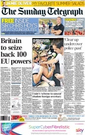 The Sunday Telegraph Newspaper Front Page (UK) for 7 July 2013
