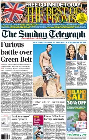 The Sunday Telegraph (UK) Newspaper Front Page for 7 August 2011