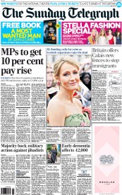 The Sunday Telegraph Newspaper Front Page (UK) for 7 September 2014