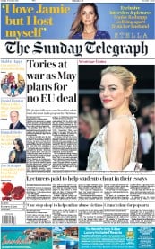 The Sunday Telegraph (UK) Newspaper Front Page for 8 October 2017