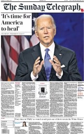 The Sunday Telegraph (UK) Newspaper Front Page for 8 November 2020