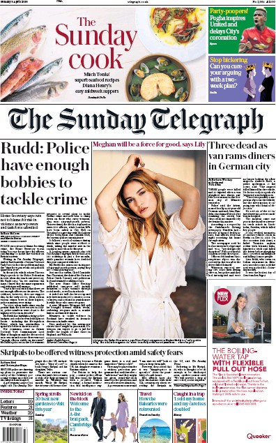 The Sunday Telegraph Newspaper Front Page (UK) for 8 April 2018