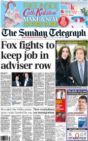 The Sunday Telegraph (UK) Newspaper Front Page for 9 October 2011