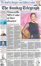 The Sunday Telegraph front page for 9 October 2022