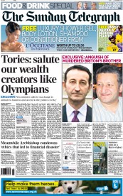 The Sunday Telegraph (UK) Newspaper Front Page for 9 September 2012
