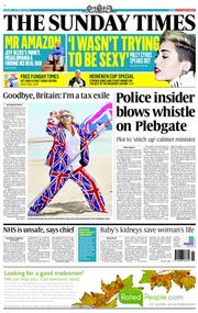 The Sunday Times (UK) Newspaper Front Page for 13 October 2013