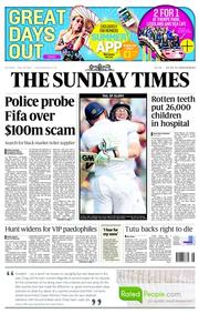 The Sunday Times (UK) Newspaper Front Page for 13 July 2014