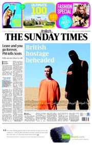 The Sunday Times (UK) Newspaper Front Page for 14 September 2014