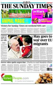 The Sunday Times (UK) Newspaper Front Page for 15 December 2013