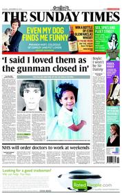 The Sunday Times (UK) Newspaper Front Page for 16 December 2012