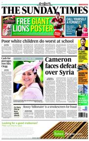 The Sunday Times (UK) Newspaper Front Page for 16 June 2013