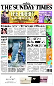 The Sunday Times (UK) Newspaper Front Page for 18 November 2012