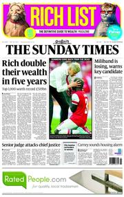 The Sunday Times (UK) Newspaper Front Page for 18 May 2014