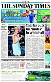 The Sunday Times (UK) Newspaper Front Page for 18 August 2013