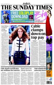 The Sunday Times (UK) Newspaper Front Page for 18 September 2011