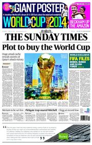 The Sunday Times (UK) Newspaper Front Page for 1 June 2014