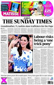 The Sunday Times (UK) Newspaper Front Page for 20 April 2014
