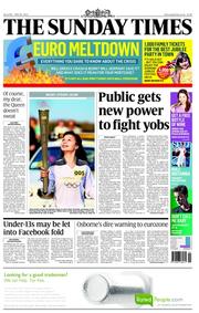 The Sunday Times (UK) Newspaper Front Page for 20 May 2012