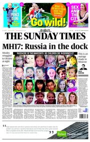 The Sunday Times (UK) Newspaper Front Page for 20 July 2014
