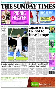The Sunday Times (UK) Newspaper Front Page for 21 July 2013